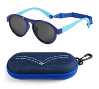 BTHRORO Kids Sunglasses Boys with Glasses Case Polarized Toddler Sunglasses with Adjustable Glasses Strap for Children Age 3-8, UV400 Protection