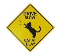 BTHUKO Drive Slow Cats at Play - 12" Diamond Aluminum Caution Sign