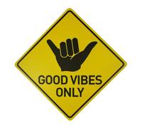 BTHUKO Good Vibes Only Sign, 12" x 12" Funny Tin Road Sign Surfer Theme Home Beach House Pool Decor Surf Dude Hawaii Plaque