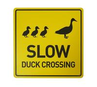 BTHUKO Slow: Duck Crossing Silhouette 12" X 12", Funny Novelty Road Wall Decor Metal Aluminum Sign