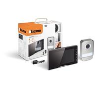 Bticino 318913 Easykit Plus Video Door Intercom System Single Family Friendly Plug-in 2 Wires Includes 1 External Push Button with Doorbell and Camera, 1 Interior Monitor 7" in Colour with Hands-Free