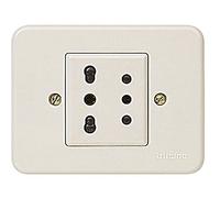 Bticino Domino Series 10A+ 2P+T Bypass Socket, Ivory (Ral 1013), TRIAC Switch, Manual Operation