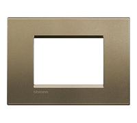 BTicino Living Light LNA4803AC Plate Square 3-Switch, Steel, Brown, LNA4803SQ