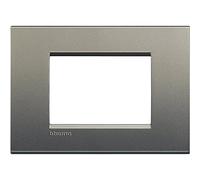 BTicino Living Light LNA4803AC Plate Square 3-Switch, Steel, grey, LNA4803AE