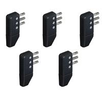Bticino Set of 5 Pieces Square Corner Plugs 2P+T 10A Space-Saving with Inline or Square Swivel Pins, Black