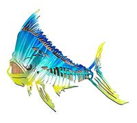 Bticx Large Metal Fish Wall Art, Stainless Steel Ocean Fish Wall Art Decor Sculpture, Hanging Marine Animal Ornaments for Home Living Room Bedroom Decoration