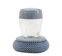Bticx Steel/PET Dish Scrubber, Soap Dispensing Palm Brush, Non-Scratch PET Brush with Soap Dispenser Set, Scouring Pad Pot Scrubber Metal Sponge Household Kitchen Cleaning Brush