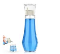 BTIFU Glass Mouthwash Dispenser for Bathroom, 8.8 oz Refillable Mouthwash Container With Lid Cup, Small Clear Mouthwash Bottle for Countertop