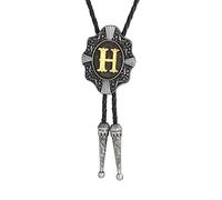 Btilasif Bolo Tie Western Cowboy Intial Letters Bolo Tie ABCDJMR to Z Leather Necktie Jewelry Accessories for Men Women, Standard, Leather