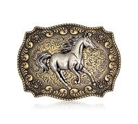Btilasif Long Horn Bull Western Cowboy Texas Rodeo Large Belt Buckle for Men Women, A# Running Horse, Medium