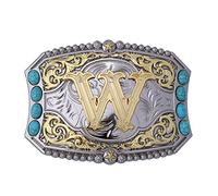 Btilasif Turquoise Belt Buckle Western Cowboy Rodeo Initial Letters ABCDEFG to Z Belt Buckle for Men, W, Medium