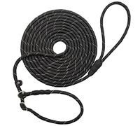 BTINESFUL 10FT / 15FT / 20FT Anti-Choke Slip Lead Dog Leash, Reflective 1/3” Rope Leash Long Training Lead for Small Medium Dogs Black