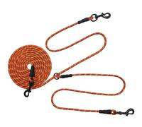 BTINESFUL 12FT 20FT 30FT Reflective Dog Tie Out for 2 Dogs, No Tangle 1/3 Inch Nylon Rope Long Tether for Two Dogs, Dog Trolley Runner for Yard Outdoor Camping