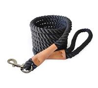 BTINESFUL 3FT/ 5FT/ 10FT Cotton Rope Dog Leash, Strong Braided Dog Leash Soft Handle Pet Traction for Large Medium Dogs Walking, Hiking, Camping, Exploring (1/2" x 10ft, Black)