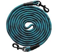 BTINESFUL Tie-Out Check Cord Long Rope Dog Leash, 12ft 20ft 30ft 50ft Recall Training Lead Leash- Great for Large Medium Small Dogs Training, Playing, Camping, or Backyard (30ft, Blue Black)