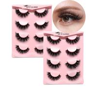 BTLLSSH 8 Pairs Soft Mink Eyelashes, Fluffy Eyelashes, Natural Look, Volume 5D, 3D621 False Eyelashes for 8 Pairs (Pack of 1)