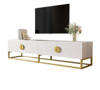Btm 180 Cm Tv Cabinet In White Modern Dining Room Cabinet, 4 Doors, Semi Circular Handles