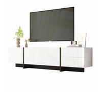Btm 190 Cm Tv Cabinet With 3 Doors, 2 Drawers, Black And White