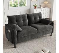 BTM 2 Seater Sofa Chenille Upholstered Couch Cushioned Living Room Sofa in Grey BTM Grey
