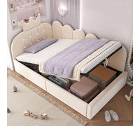 BTM 3ft Single Daybed Upholstered Sofa Bed Hydraulic Storage Velvet in Beige BTM Beige Single