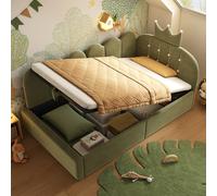 BTM 3ft Single Daybed Upholstered Sofa Bed Hydraulic Storage Velvet in Green BTM Green Single