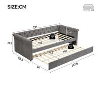Btm 3Ft Upholstered Daybed Sofa Bed Velvet Frame, Space Saving Youth Bed For Adults And Teens, Grey