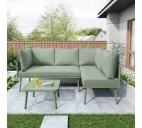 Btm 5 Seater Outdoor Garden Lounge Setspacesaving Lshaped Corner Sofa With Glass Coffee Table (Green)