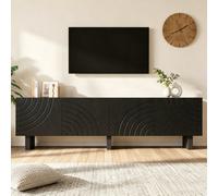 Btm Black Tv Stand 180X40X55Cm, Modern 4-Door Storage Media Cabinet, Particle Board Entertainment Unit For Tvs Up To 75 Inch