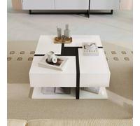 Btm Coffee Table, Table With 4 Drawers, Unique Color Matching And Line Design, Storage Space At The Bottom. 78X78X36Cm