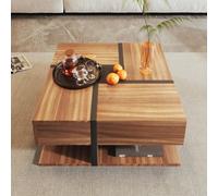 Btm Coffee Table, Table With 4 Drawers, Unique Color Matching And Line Design, Storage Space At The Bottom. 78X78X36Cm