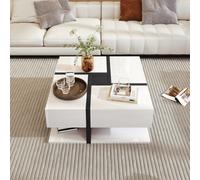 Btm Coffee Table, Table With 4 Drawers, Unique Color Matching And Line Design, Storage Space At The Bottom. 78X78X36Cm