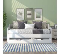 Btm Daybed 3Ft Single 90X190Cm Sofa Bed With Trundle And Drawer Storage Guest Bed White