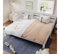 BTM Daybed Cabin Bed Wooden 3Ft Single Sofa Guest Bed Pull Out Trundle Heart-Shaped Children Adults 90X190 Cm White