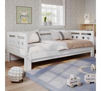 Btm Daybed Cabin Bed Wooden 3Ft Single Sofa Guest Bed With Pull-Out Trundle, Heart-Shaped, White 90X190Cm