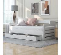 Btm Daybed Trundle And Drawer Cabin Bed Single Guest Bed Sofa Pull Out Trundle Storage Drawer Living Room Bedroom 90X190Cm White