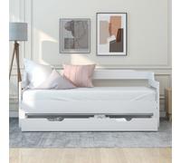 BTM Daybed Trundle And Drawer Cabin Bed Single Guest Bed Sofa Pull Out Trundle Storage Drawer Living Room Bedroom 90X190 Cm White