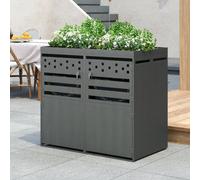 Btm Double Bin Storage Box With Green Roof, 120-240L, Anthracite, Wood-Look Door, Extension Option