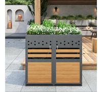 Btm Double Bin Storage Box With Green Roof, 120-240L, Anthracite, Wood-Look Door, Extension Option