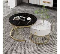 BTM Elegant nesting Coffee Table: Marble Look with Drawers - Set of 2 BTM Multicolor