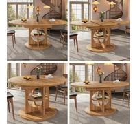 BTM Extendable Dining Table Round to Oval Kitchen Table for 8 people in Brown BTM Brown