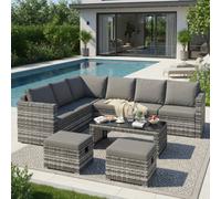 Btm Garden Corner Sofa Set Rattan Sofa Outdoor Furniture With Coffee Table 2 Stools
