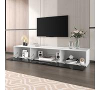 Btm High Gloss Tv Cabinet In White And Black With Led Lights Front Doors Gloss Finish Only