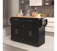 BTM Kitchen Island on Wheels Drop Leaf Trolley Serving Cart Folding Table in Black BTM Black