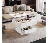 BTM Lift-Top Oval Coffee Table with Hidden Storage 120cm in White BTM White