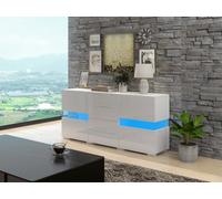 Btm Matt & High Gloss White Sideboard Cabinet Storage Cupboard Unit 16 Colours Led Lighted For Dining Room Living Room