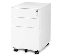 Btm Mobile File Cabinet, 3 Drawers, 5 Wheels, Lockable A4 Storage, Metal Pedestal With Keys