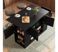 BTM Modern Kitchen Island Sideboard with Drawers & Shelves, Black BTM Black