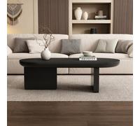Btm Modern Oval Coffee Table Simple Centre Table Mdf Black 119.7X49.8X35.5Cm