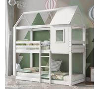Btm New Bunk Bed, Children Cabin Bed, Single Bed For Kids, Twin Sleeper, Solid Pine Wood,3Ft White