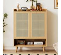 Btm Rattan Shoe Storage Cabinet, 5-Tier Freestanding Shoe Cupboard, 80X35X105Cm, Natural
